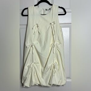 Cream Sheath Dress with Crew Neck for Cocktail Events